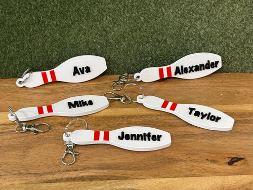 Customizable Bowling Keychain, Bowling Name Tags, Bowling Bag Tags